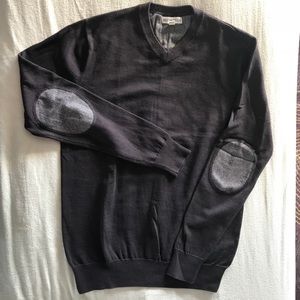 V-neck Sweater with Elbow Patches
